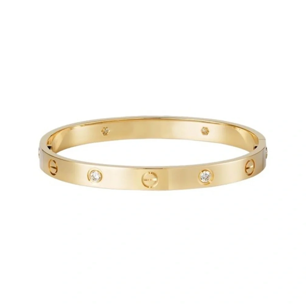 Generic Screw Bangle Bracelet with Stones and Screw Driver Gold